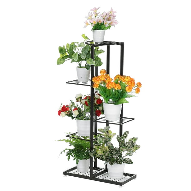 5 Tier Metal Plant Stand Flower Pot Holder Self Rack Display Garden Decor Brown 